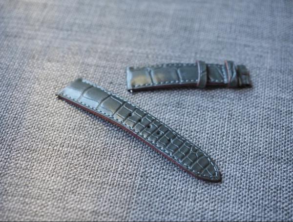 21mm 頂級短吻鱷魚錶帶-石墨灰